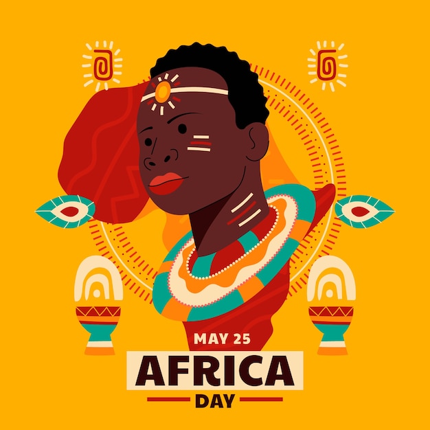 Vettore gratuito illustrazione piatta del giorno dell'africa