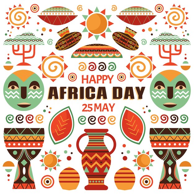 Плоская иллюстрация дня африки