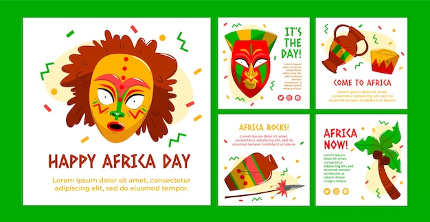 Collezione di post instagram flat africa day