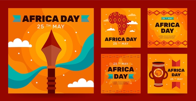 Flat africa day instagram posts collection