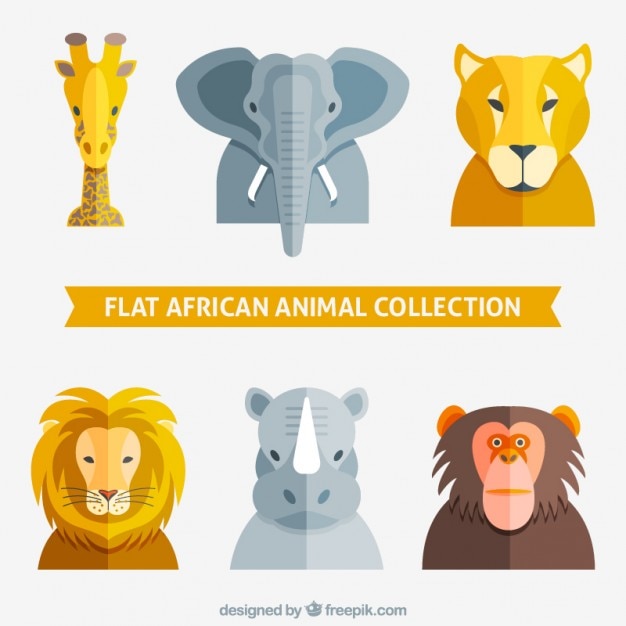 Free vector flat african animals collection