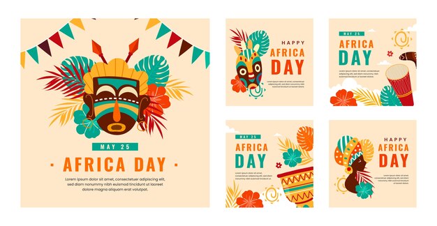 평평한 아프리카의 날 인스타그램 게시물 모음