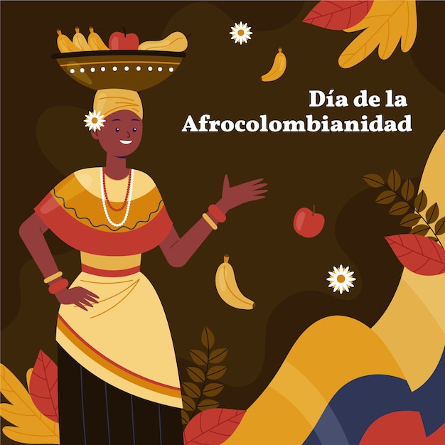 Illustrazione del giorno afro-colombiano piatto