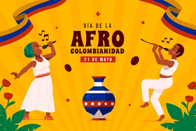 무료 벡터 평면 afrocolombianidad 배경