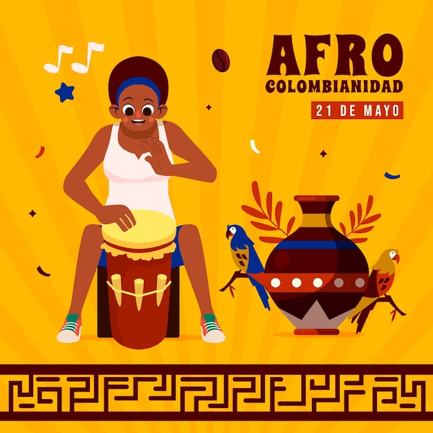 Vettore gratuito illustrazione afrocolombiana piatta