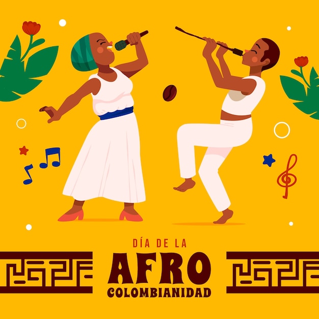 Vettore gratuito illustrazione afrocolombiana piatta