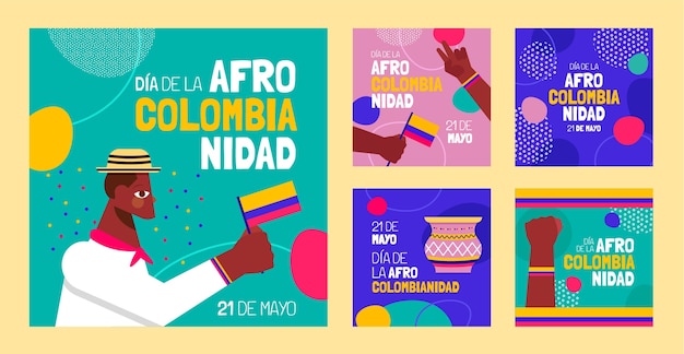 Flat afrocolombianidad instagram posts collection