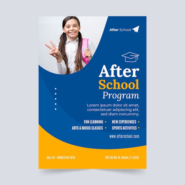 Flat after-school activities for children vertical poster template
