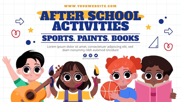 Free vector flat after-school activities for children webinar template