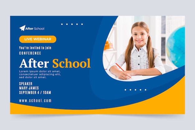 Flat after-school activities for children webinar template