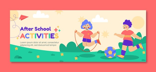 flat after school activities social media cover template