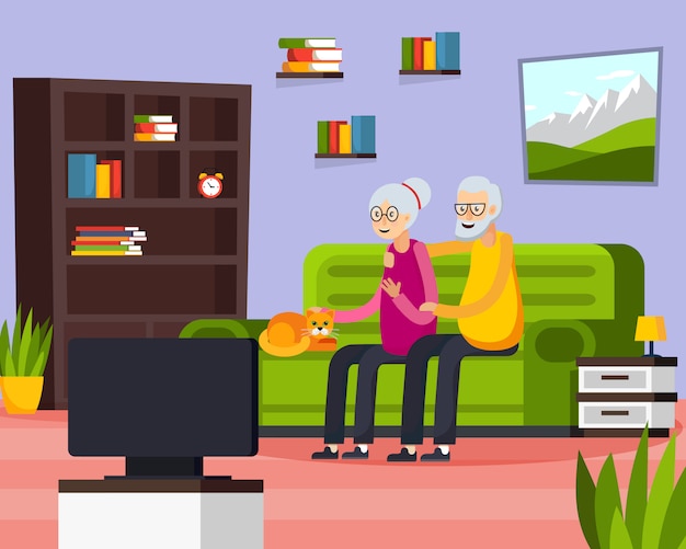 Free vector flat aged elderly people composition