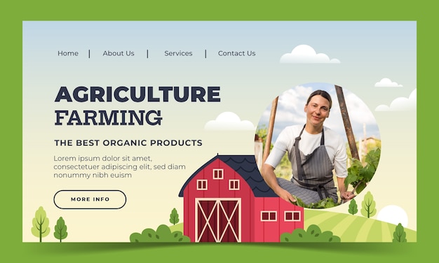 Free vector flat agriculture company landing page template