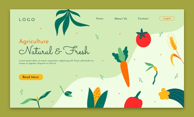 Flat agriculture company landing page template