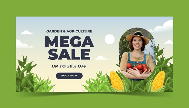 Flat agriculture company sale banner template