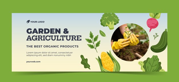 Flat agriculture company social media cover template