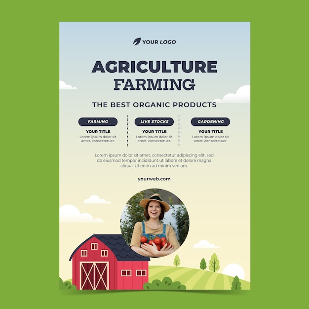 Free vector flat agriculture company vertical poster template