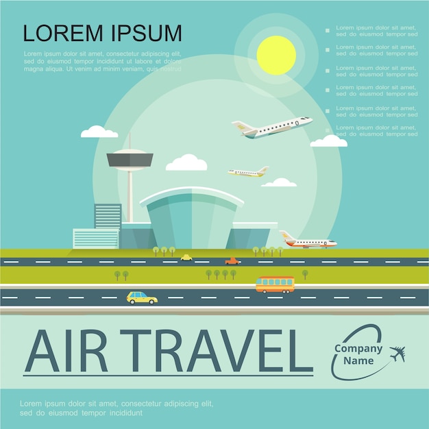 Free vector flat air travel poster
