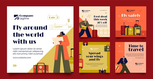 Flat airline instagram posts collection