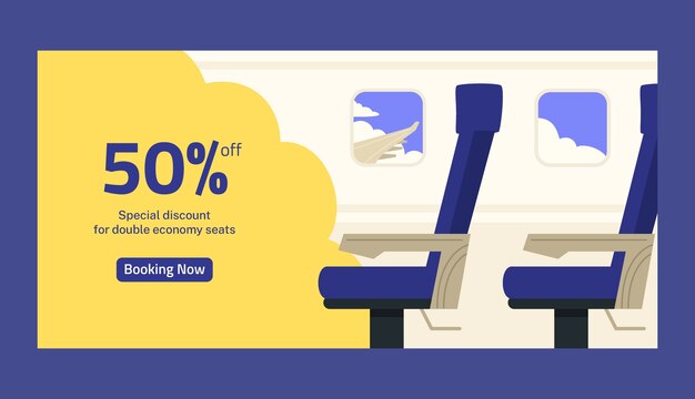 Flat airline sale banner template