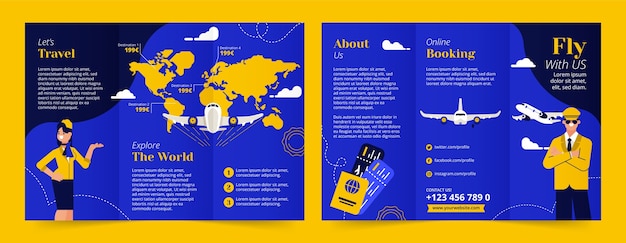 Free vector flat airline service company brochure template