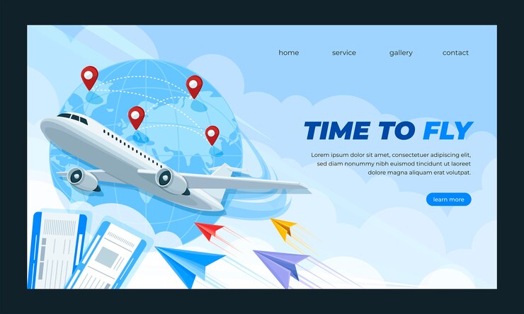 Free Vector flat airline service company landing page template
