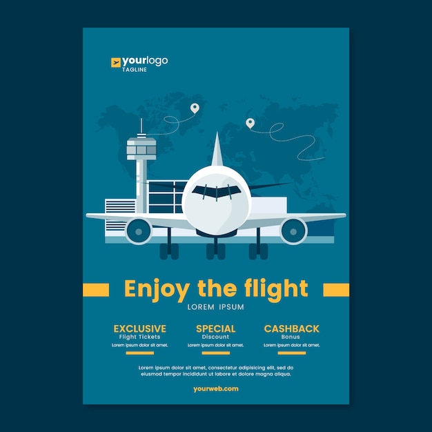 Flat airline service company vertical poster template