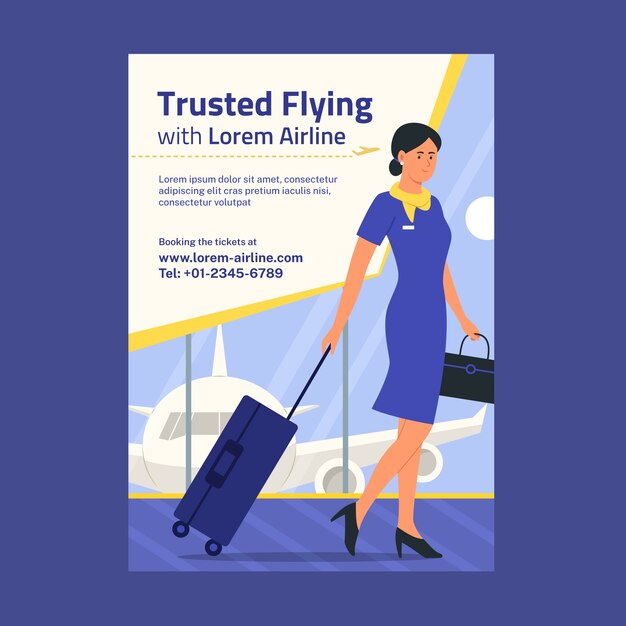 Flat airline vertical poster template