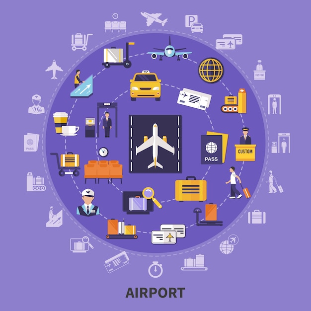 Free vector flat airport illustration