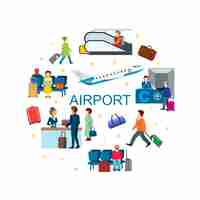 Free vector flat airport round concept