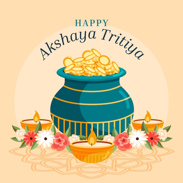 무료 벡터 플랫 akshaya tritiya 배경