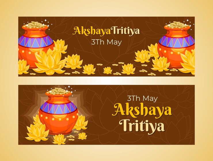 मुफ़्त वेक्टर flat akshaya tritiya horizontal banners pack