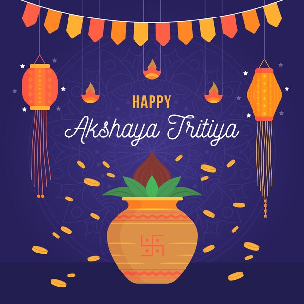 Free vector flat akshaya tritiya illustration