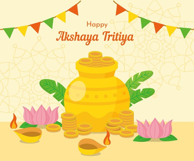 フラットakshayatritiyaイラスト