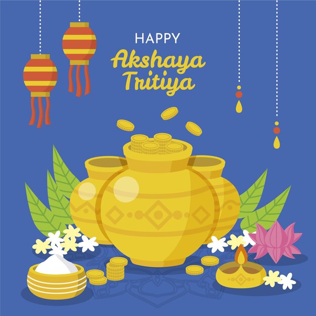 Free vector flat akshaya tritiya illustration