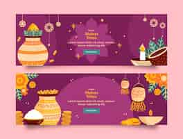 Free vector flat akshaya tritiya sale horizontal banners pack