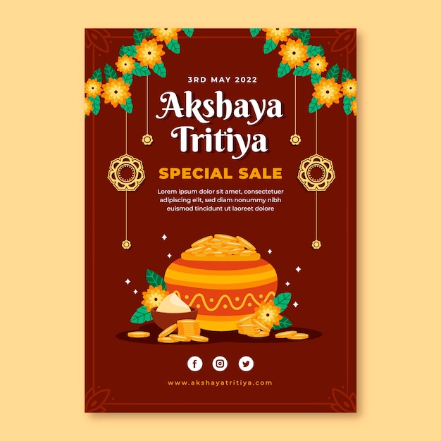 Free vector flat akshaya tritiya sale poster template