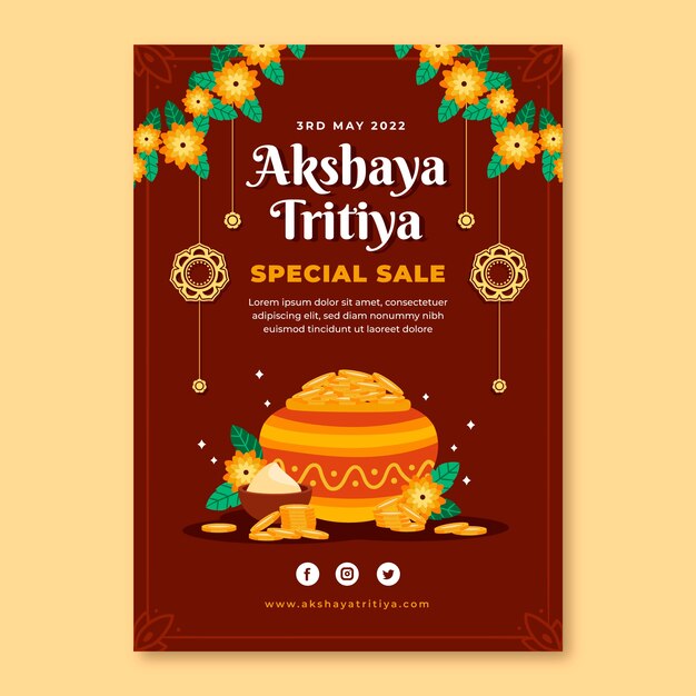플랫 akshaya tritiya 판매 포스터 템플릿