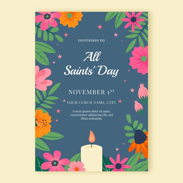 Flat all saints' day vertical poster template