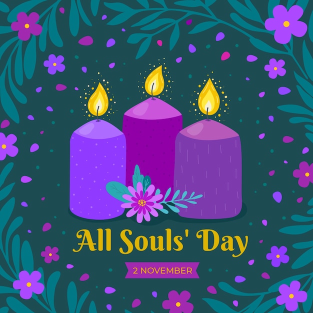 Flat all souls' day illustration