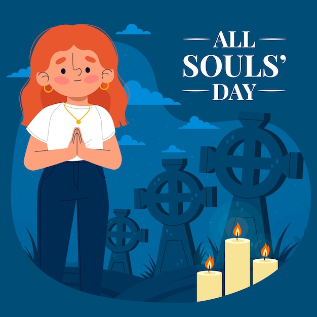 Free vector flat all souls' day illustration