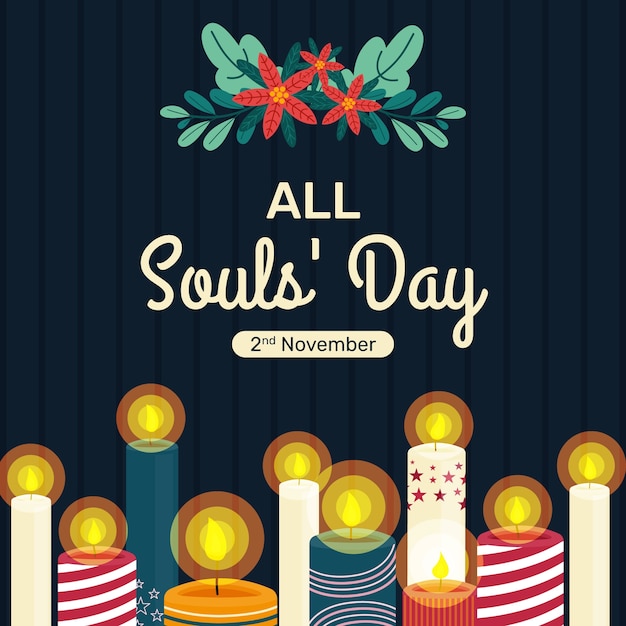 Free vector flat all souls' day illustration