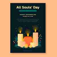 Free vector flat all souls' day vertical poster template