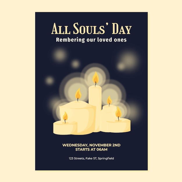 Free Vector Flat all souls' day vertical poster template