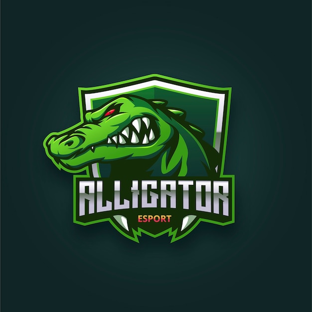 Бесплатное векторное изображение Плоский шаблон логотипа аллигатора
