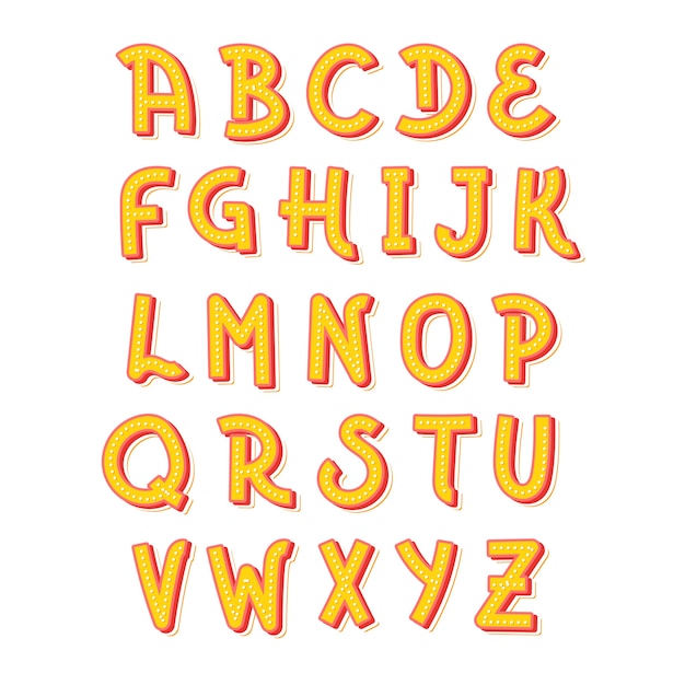 Flat alphabet letters stickers collection