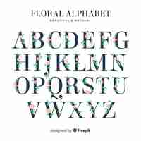 Free vector flat alphabet with flowers