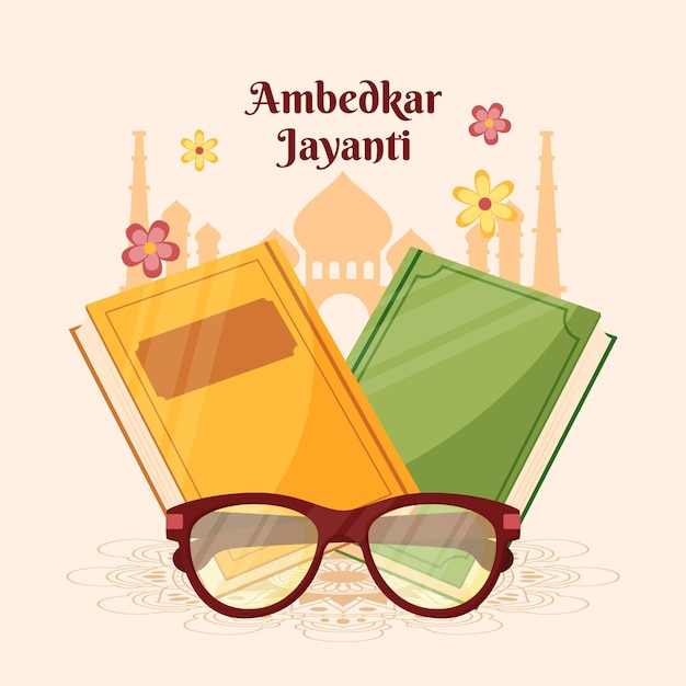 Flat ambedkar jayanti illustration