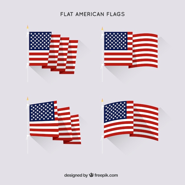 Flat american flags collection