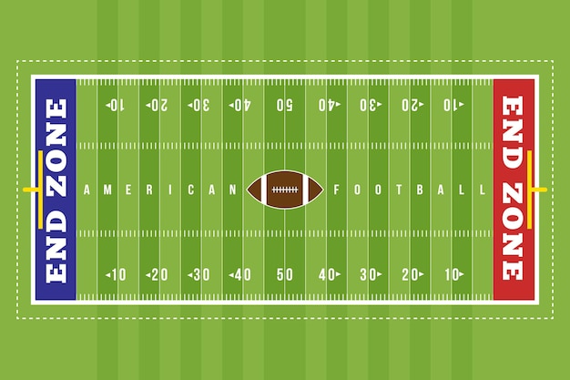 無料ベクター 上面図のフラットアメリカンフットボール場